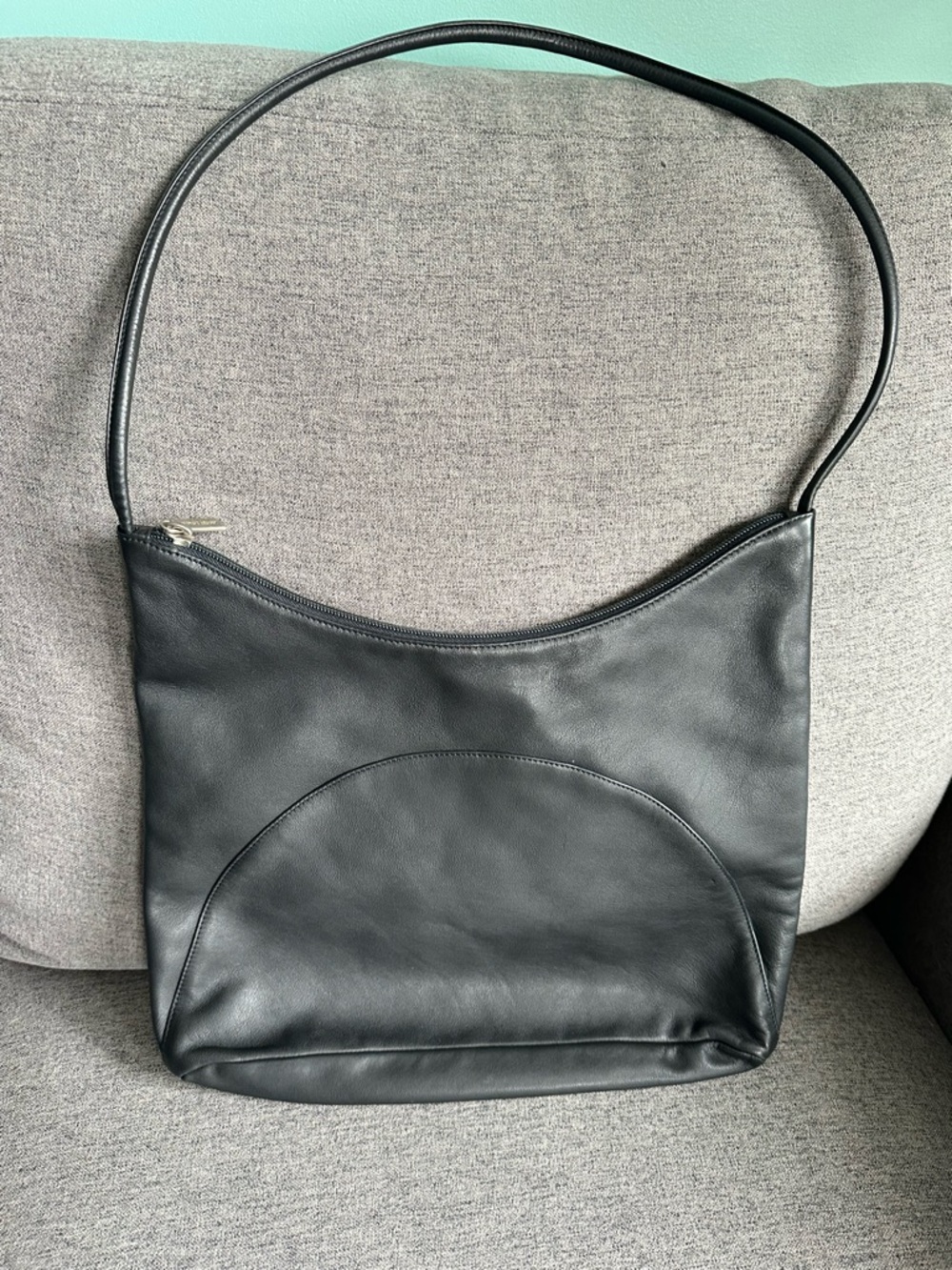 Authentic Vintage Giorgio Armani Black Leather Hobo Shoulder Bag
